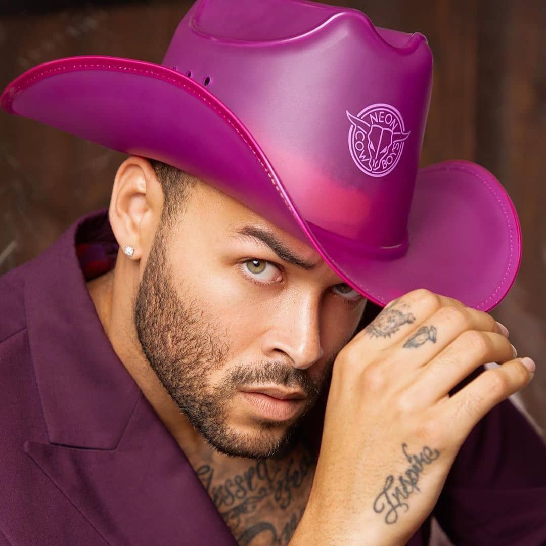 Purple LED space cowgirl hat with lights ideal for royal wedding guest outfits western costumes and elegant party celebrations