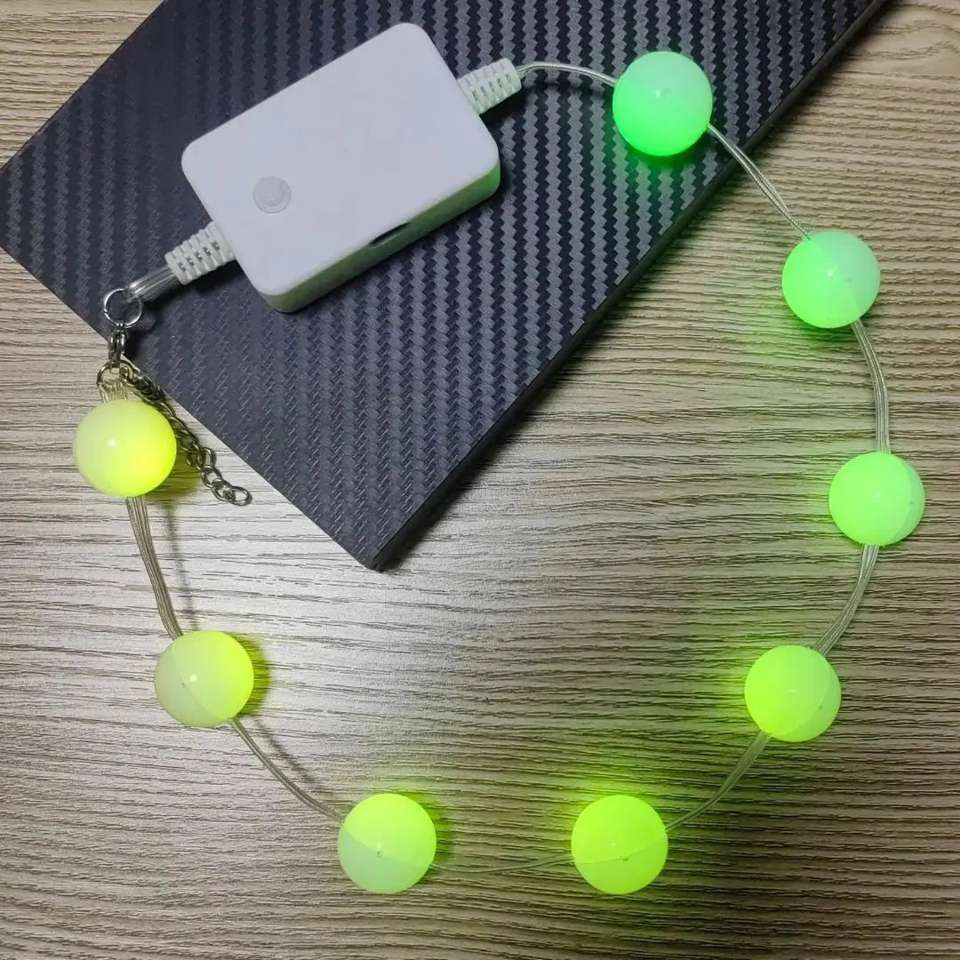 Green LED Ball Necklace with Battery Pack - Glowing Sphere Beads for Music Festivals - Bulk Party Favors for Group Events - Glow Marathon Runs and Matching Friend Outfits