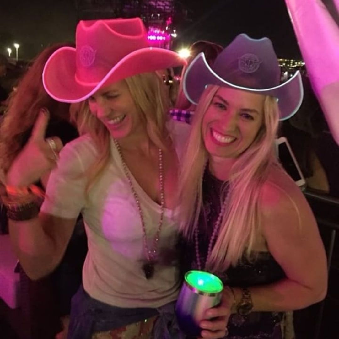 Pink gray LED cowboy hat 2-pack ideal for female friends matching party costumes festival outfits and celebration accessories
