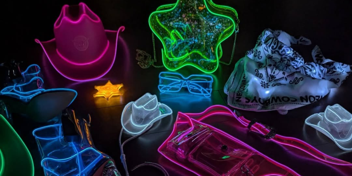 Festival-Rave-Accessories-Neon-Cowboys-LED-Hats-Bags-Glow-Fashion-Gear