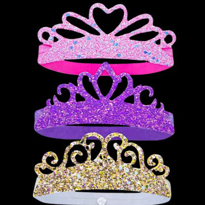 Birthday Tiara Crown Set - Pink and Purple Tiaras for Cowgirl Parties - Cowgirl Princess Core Celebration Accessories for Birthday Queens