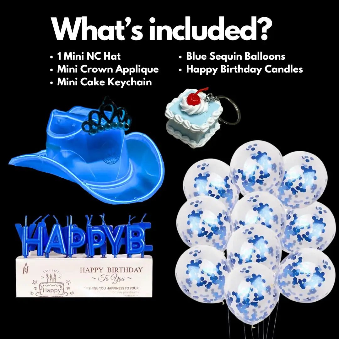 Blue LED Cowboy Hat with Birthday Crown - Futuristic Western Theme Birthday Accessory - Space Cowboy Party Headwear for Birthday Bash and College Celebrations