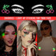 Collection of models wearing LED cherry face stickers & pasties - Group styling of glowing fruit-shaped facial jewelry for girl squads, birthday celebrations, themed parties, and viral makeup looks