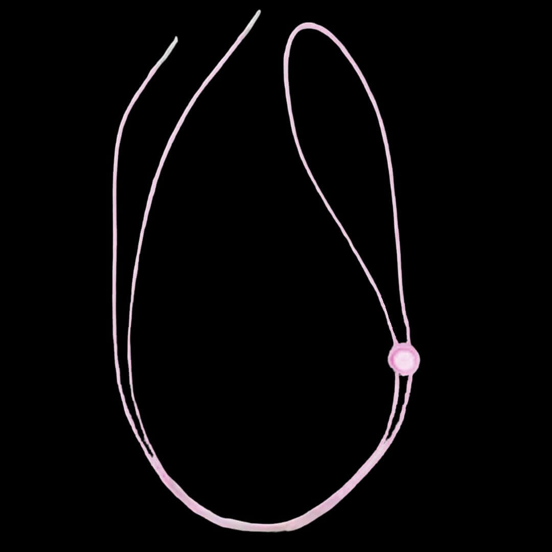 Pink elastic chin strap for light up cowboy hats showing 40-inch length for secure festival hat fit during dancing and outdoor concerts