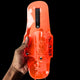 Orange drink holster with 12oz bottle showing belt clip attachment for outdoor music festivals and sporting events