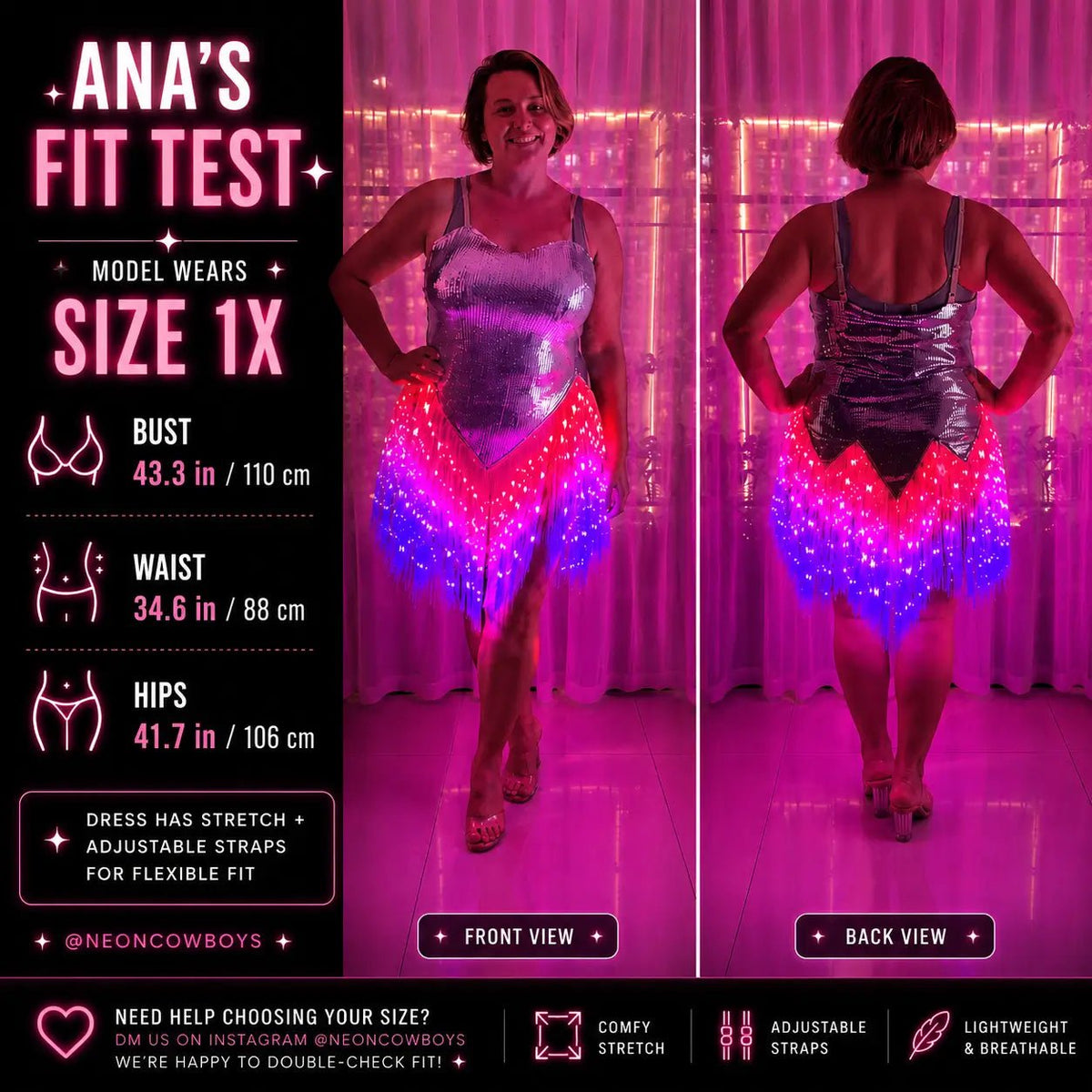 LED Fringe Sequin Dress : PRE - ORDER - Neon Cowboys -