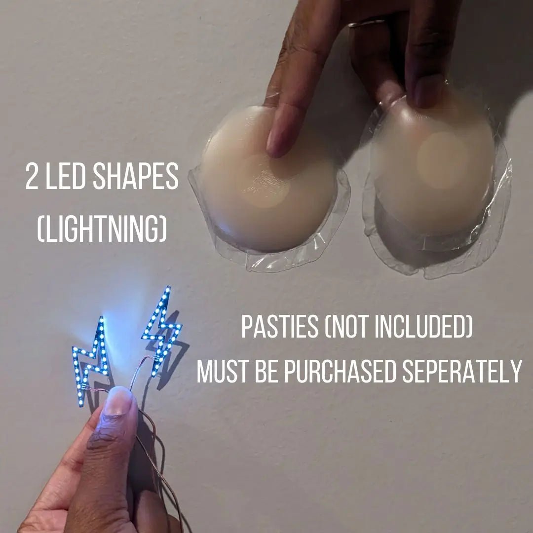 LED Pasties Pack for Alternative Rock Shows - Glowing White Lightning Nipple Covers for Edgy Festival Fashion - Light Up Breast Jewelry for Rock Concerts and Mosh Pits