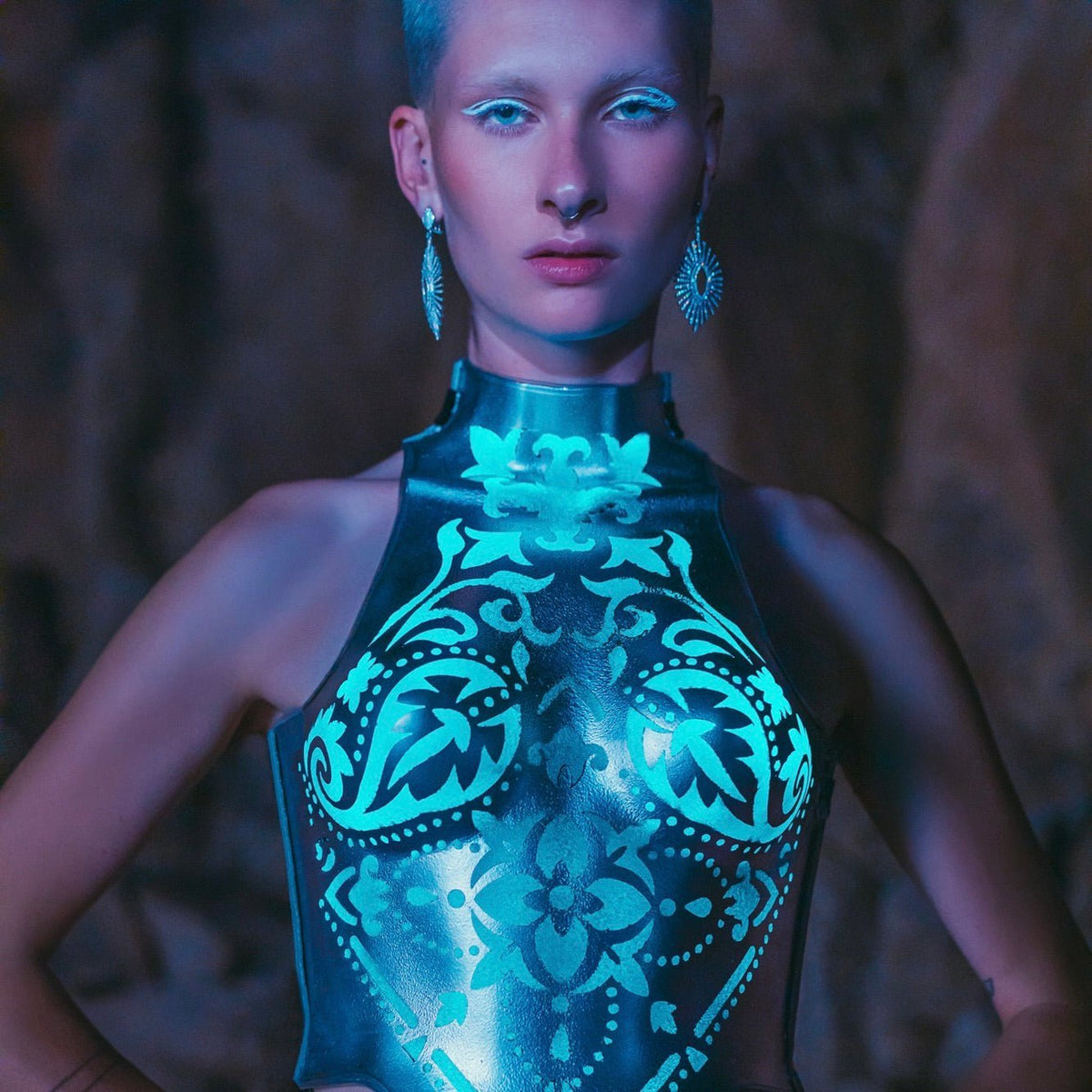 Light Up Breastplate - Neon Cowboys - couture -