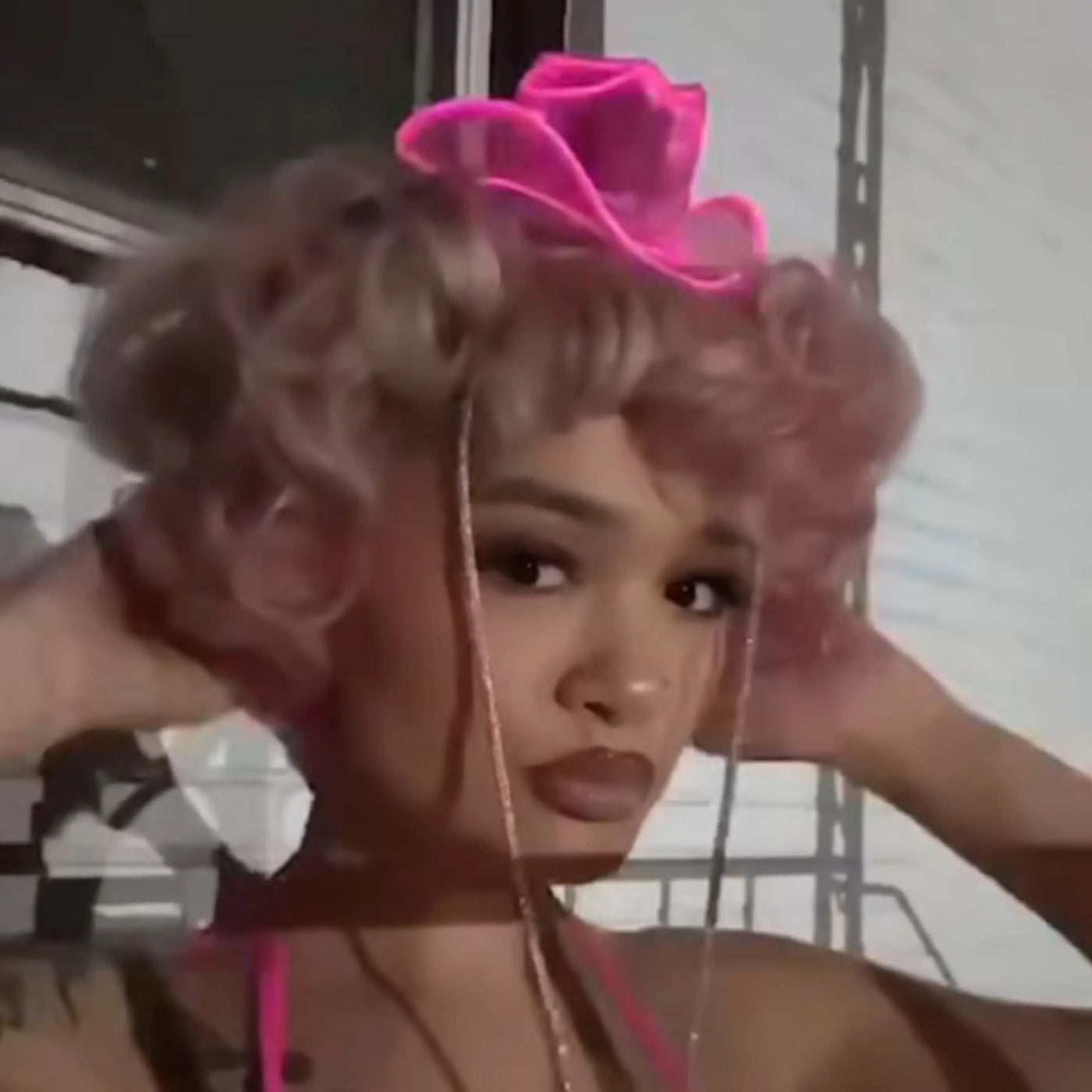 Pink mini neon cowboys hat enhancing cosplay outfits anime conventions and Halloween costume parties with vibrant glowing accessories