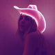 hot pink space cowgirl hat glowing neon accessories perfect for content creator TikTok video production social media fashion influencer shoots