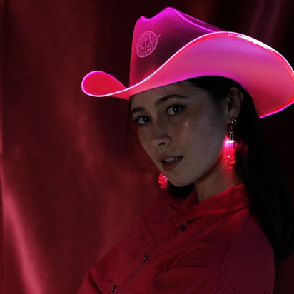 glam space cowgirl pink neon hat accessories perfect for charity gala events fundraising party formal celebration photography high-society themes