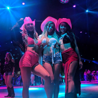 cowgirl hat pink LED neon accessories perfect for girls trip vacation accessories travel photography resort party fashion lifestyle content