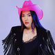 badass space cowgirl hat pink glowing perfect for music festival camping outdoor event fashion desert party themes burning man style