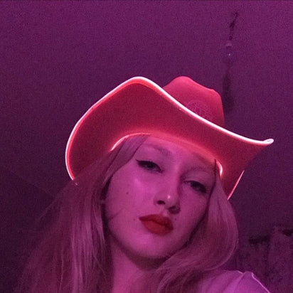 fierce space cowgirl pink neon hat perfect for pool party accessories summer celebration themes vacation photography resort lifestyle fashion