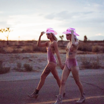 space cowgirl party hat pink neon perfect for sorority events greek life celebrations college party themes university event photography