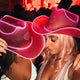 hot pink cowboy hat LED glowing perfect for content creator accessories TikTok video production social media fashion influencer shoots