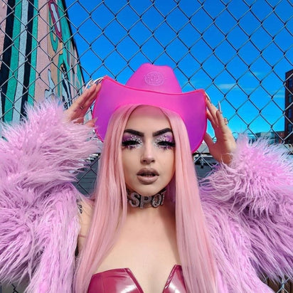 cowgirl hat pink LED light up perfect for western themed parties rodeo events country music festivals party accessories