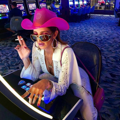 hot pink festival hat LED perfect for photo session lifestyle photography fashion editorial shoots creative portrait photography