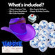 Purple LED Cowboy Hat Complete Birthday Set - Western Theme Party Bundle with Balloons - Neon Glow Party Celebration Kit - Space Cowgirl Princess