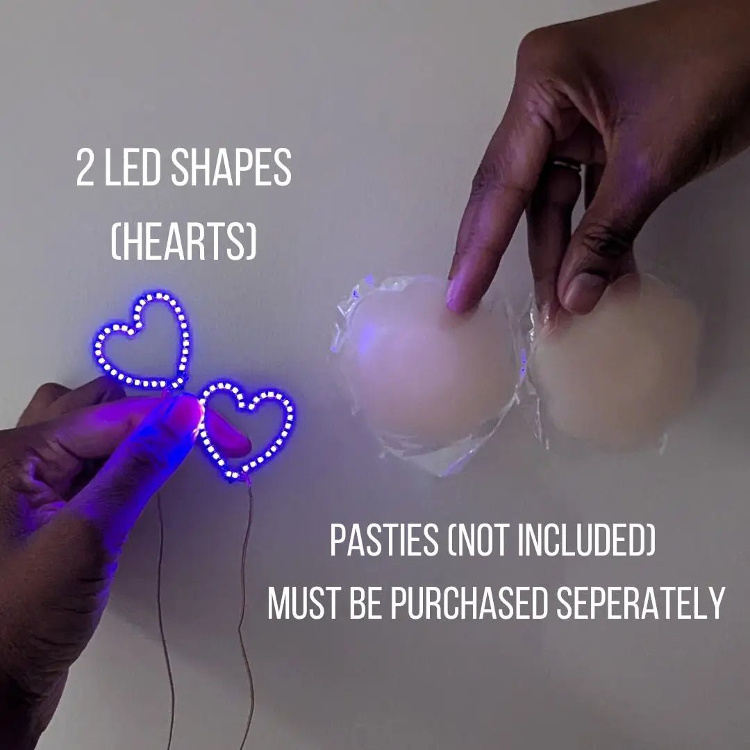 Purple LED Shapes for DIY Pasties - Light Up Nipple Cover - Blinking Breast Accessories for Music Festivals and EDM Rave Girls