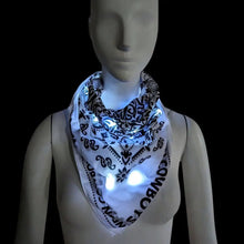 White Light up Bandana with Paisley Pattern - Light Up LED Western Accessory for Country Music Festivals - Beyonce Cowboy Carter Tour - Glowing Cowgirl Costume Sexy Fashion Scarf