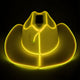 Yellow neon cowgirl hat glowing with LED lights for country music concerts fan outfits and western costume fashion celebrations