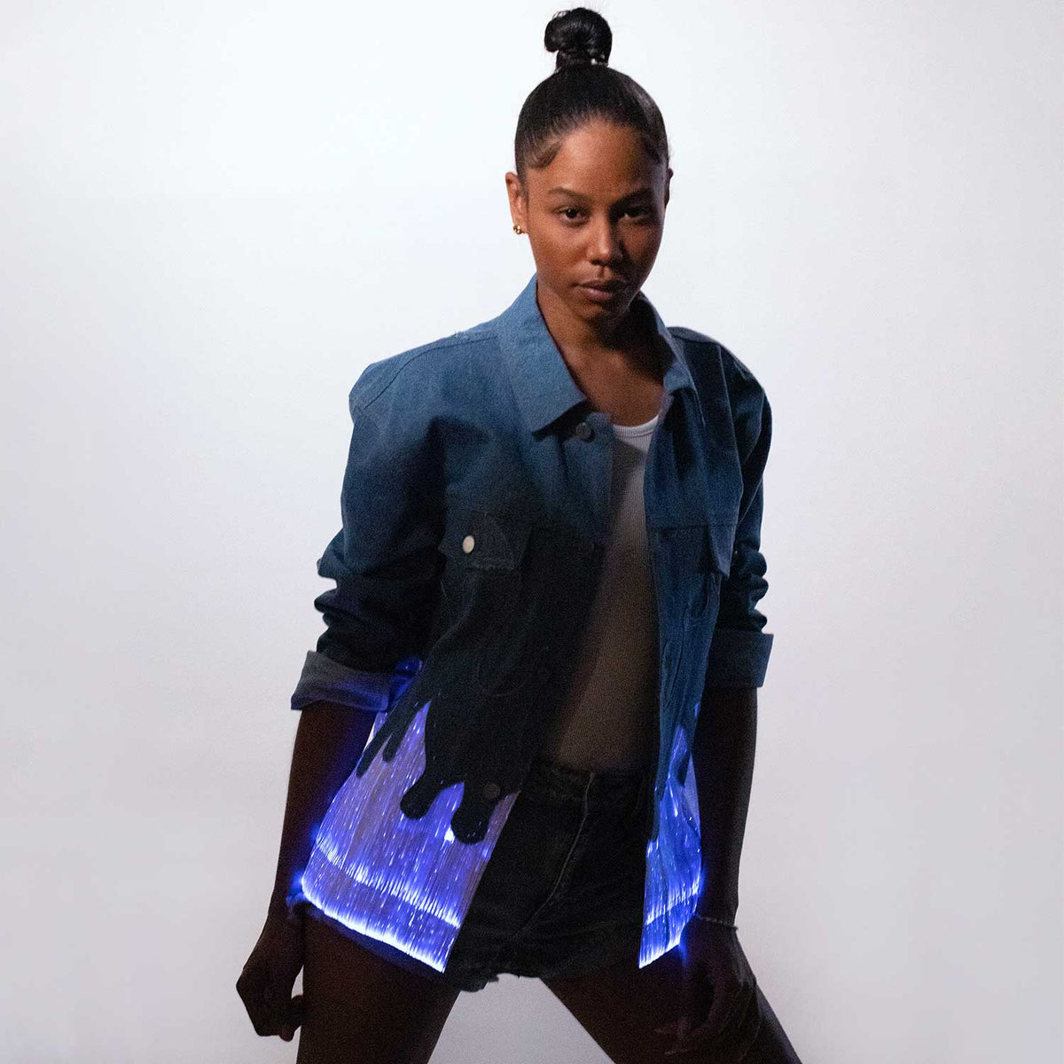 Light Up Flame Denim Jacket - Neon Cowboys - Apparel -