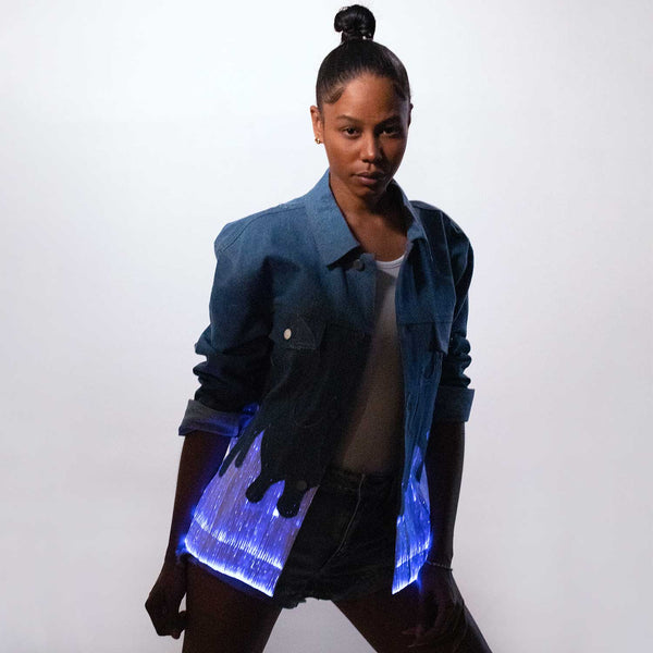Light Up Flame Denim Jacket - Neon Cowboys - Apparel -