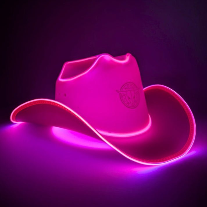 Pink Light Up Neon Cowboys Hat - Fun Hot Pink LED Cowgirl Hat for Parties, Concerts Music Festivals, Bachelorettes, Birthdays
