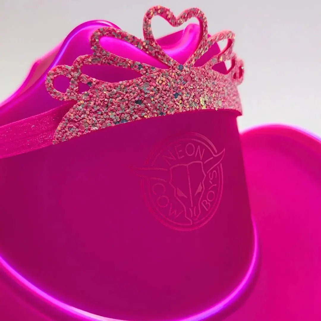 Pink LED Cowboy Hat with Birthday Crown - Birthday Queen Western Party Accessory - Light Up Cowgirl Celebration Bundle - Las Vegas Nashville City