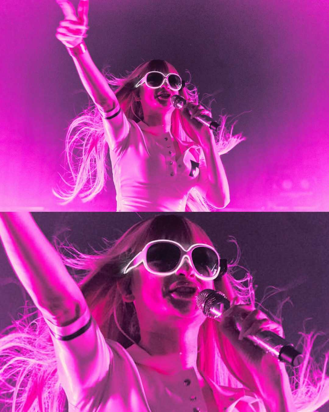 Kim Petras performing at LadyLand Pride 2026 in custom Neon Cowboys light-up LED sunglasses