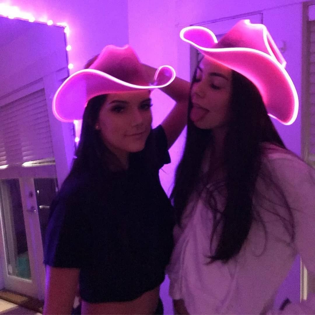Pink LED space cowgirl hat 2-pack for best friend matching outfits party celebrations and festival fashion accessories