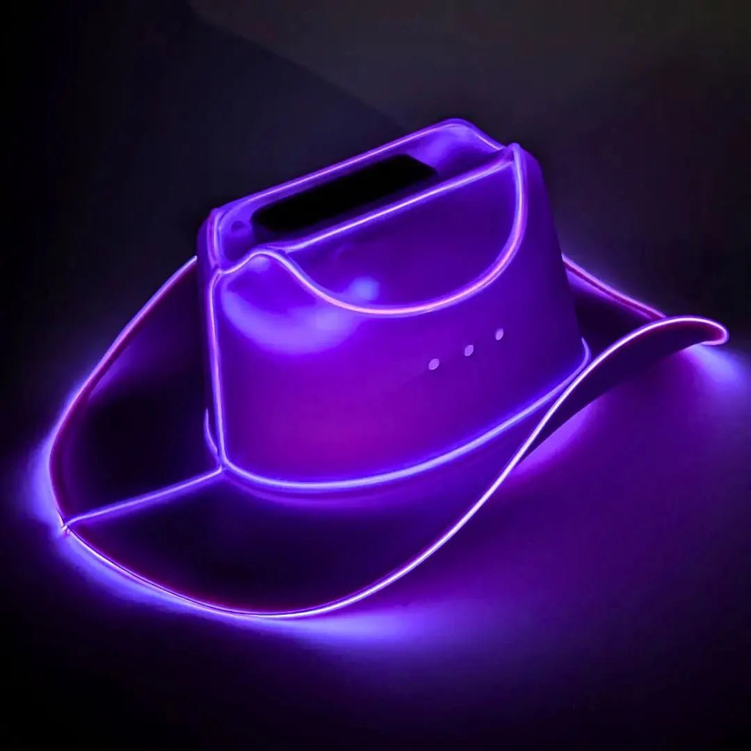 Purple Light Up Neon Cowboys Hat - Glowing LED Cowboy Hat - Fun Sexy Party Accessory for Music Festival Taylor Swift Concerts