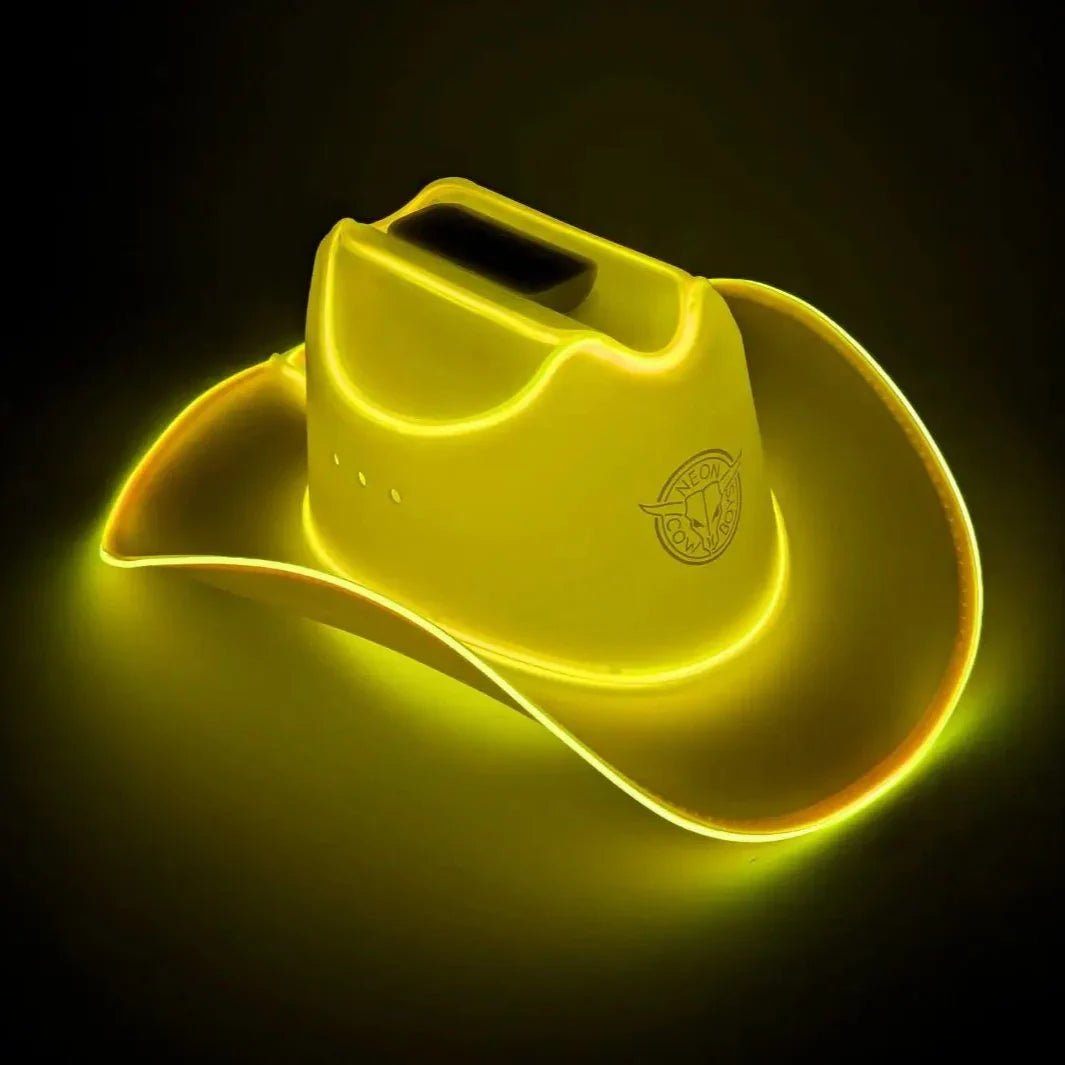Yellow Light Up Neon Cowboys Hat - Gold LED Cowboy Hat for College Sports Games Glow Western Headwear for Team Spirit Events