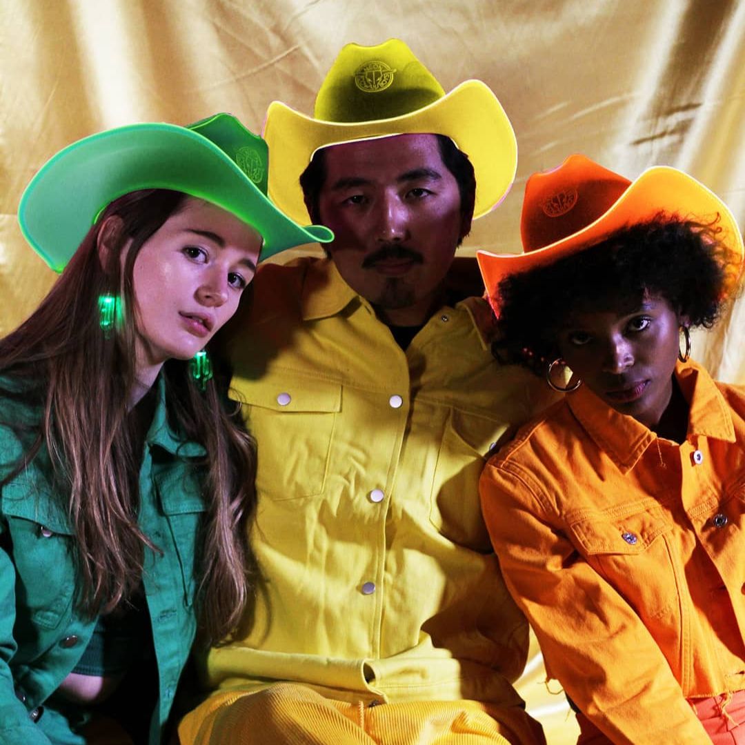 Green LED cowgirl hat with lights perfect for group photo sessions bachelorette parties and western costume fashion celebrations