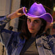 Purple LED neon cowboy hat with lights perfect for Mardi Gras ball celebrations carnival parties and western costume events