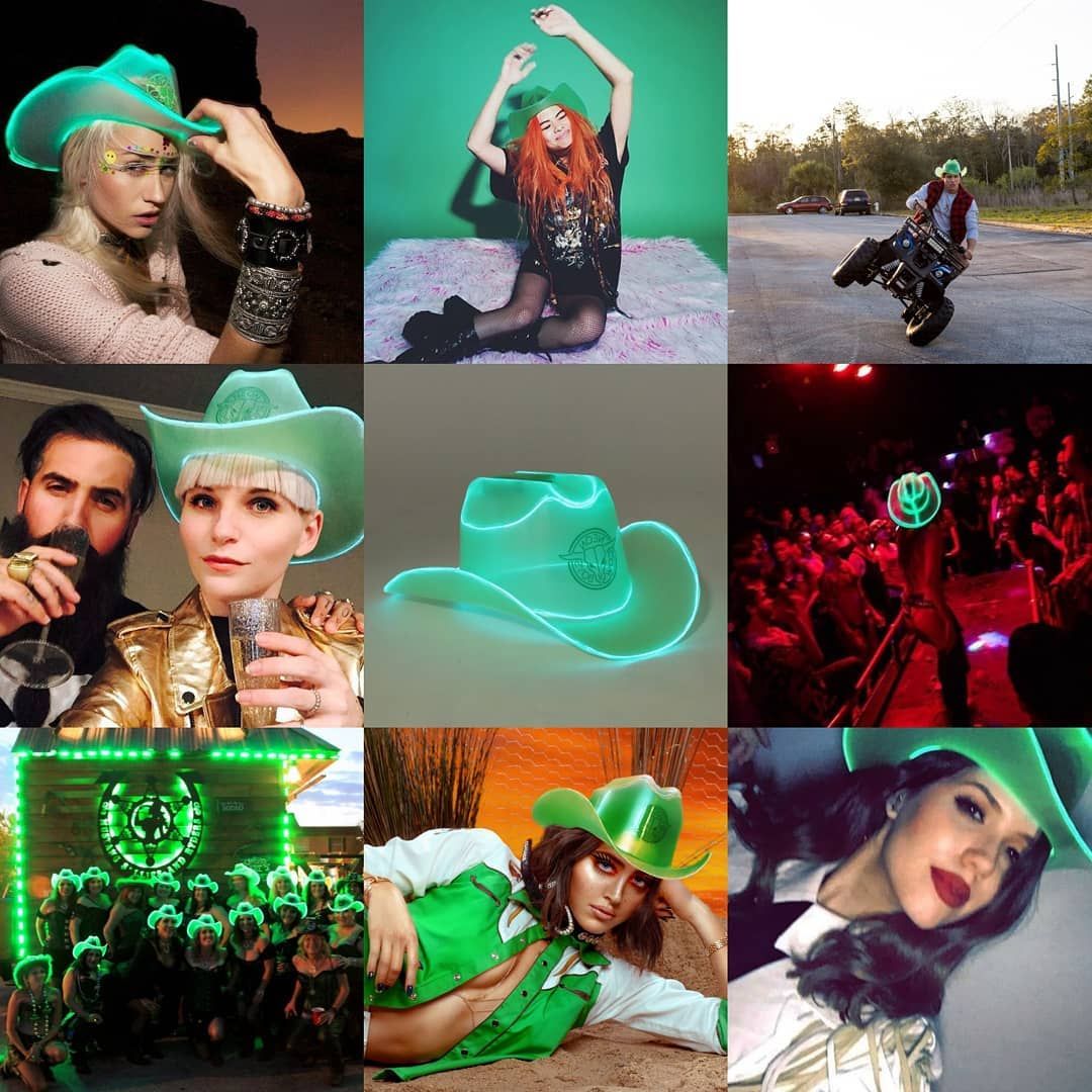 Green LED Neon Cowboys Hat
