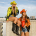 Yellow orange LED cowboy hat 2-pack ideal for sisters matching party outfits festival fashion and celebration accessories