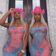 Pink LED neon cowgirl hat 2-pack for Clermont twins celebrity matching outfits party fashion and celebration accessories