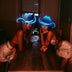 Blue white LED space cowgirl hats ideal for female friends matching party costumes festival outfits and celebration accessories