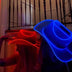 Red blue LED cowboy hats glowing for product display showcase and matching party accessories