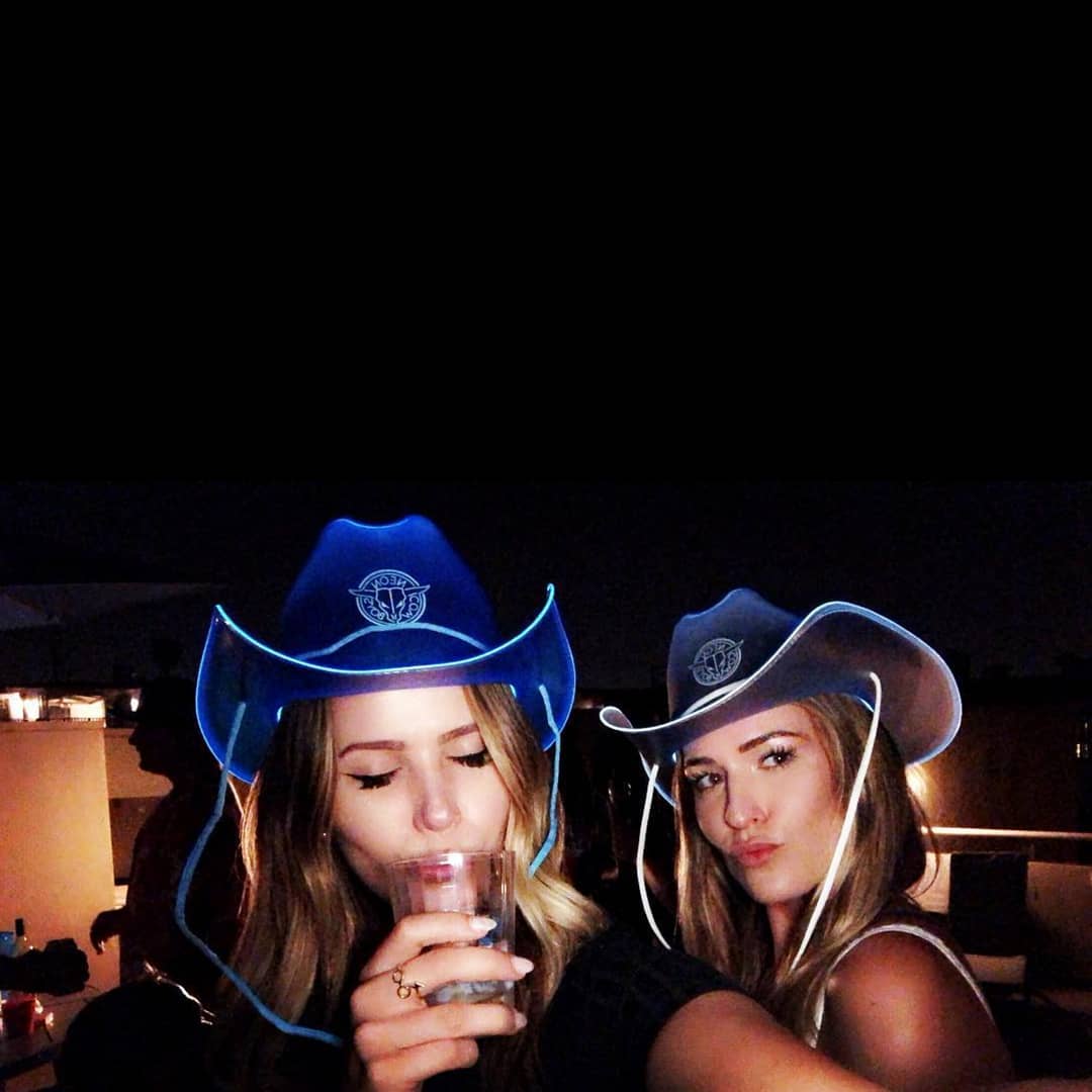 Blue white LED cowboy hat 2-pack for best friend matching costumes party celebrations festival outfits and neon party accessories