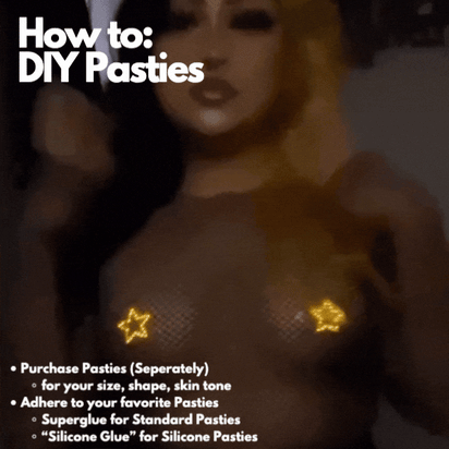 Light up LED Pasties for Mardi Gras - LED star sticker - Customer showing perfect application for 4th of July fireworks viewing, quinceañeras, Beyoncé Renaissance Tour, and LGBTQIA+ pride parades