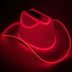 Red LED cowboy hat featured image - Bright scarlet light-up western headwear for Christmas parties, Valentine's Day events, sports team celebrations, Fourth of July gatherings, and barn dances