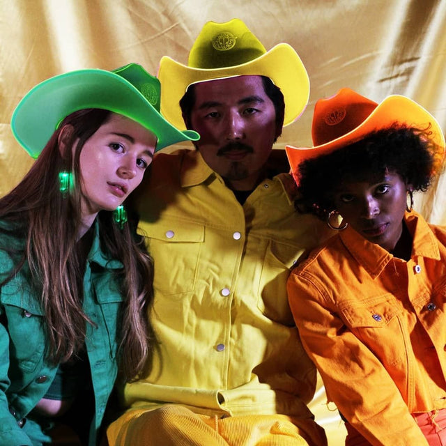 Green yellow orange LED cowboy hat 3-pack bundle perfect for St Patrick Day celebrations Irish themed parties and pub crawl events