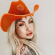 Orange LED cowgirl hat with lights perfect for Nashville country concerts honky tonk bar parties and western costume fashion