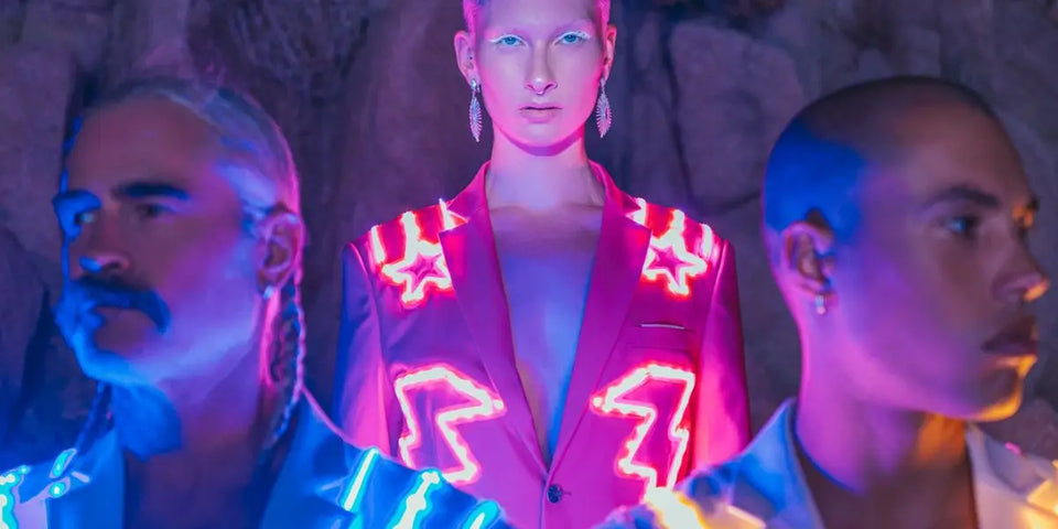 light up apparel western nudie suit inspired space cowboy dreams for light up wedding and fashion show runway