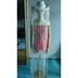 Oversized floor-length LED fringe tassel cowboy hat by Neon Cowboys on a white mannequin, long silver fringe falling to the floor, an avant-garde light-up hat for stage performers, dancers, drag and costume looks