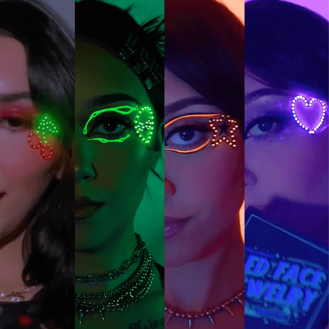 Led Mask Stickers LED Face Jewelry Bundle | Light up Stickers for Skin | Neon Cowboys®