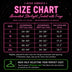 Animated Starlight Jacket with Fringe size chart by Neon Cowboys — recommended body bust, waist and max upper-arm (bicep) measurements in inches for sizes S to 2XL, slightly relaxed western fringe-jacket fit guide with a Find Your Size calculator link